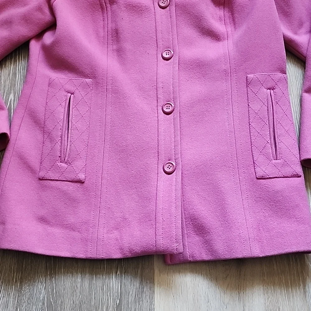 Pendleton Womens 100% Merino Wool Pink Button Down Hip Length Peacoat Sz Medium - Picture 10 of 15